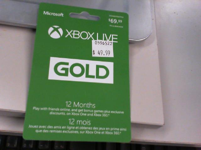 Xbox live gold card (12months)