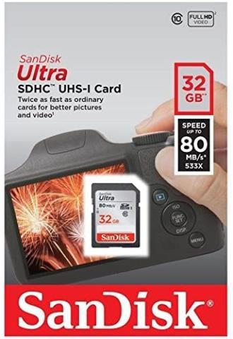 Sd card pour camera 32gb 80mb/s