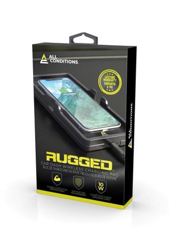 Rugged car dash wireless charging pad