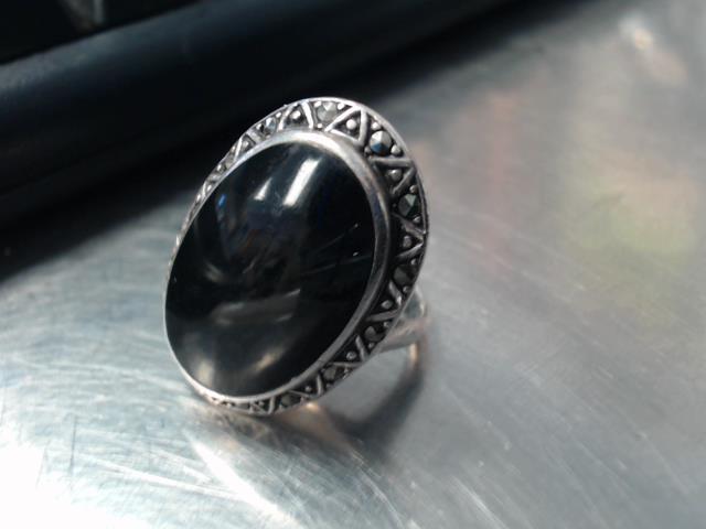 Bague argent grosse pierre noire