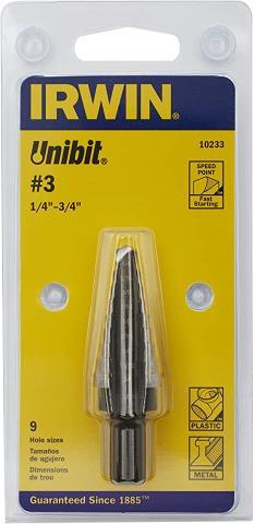 Unibit 1/4''-3/4'' 6.3mm-19mm 9hole size