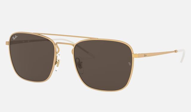 Lunettes rayban de soleil dore+case roug