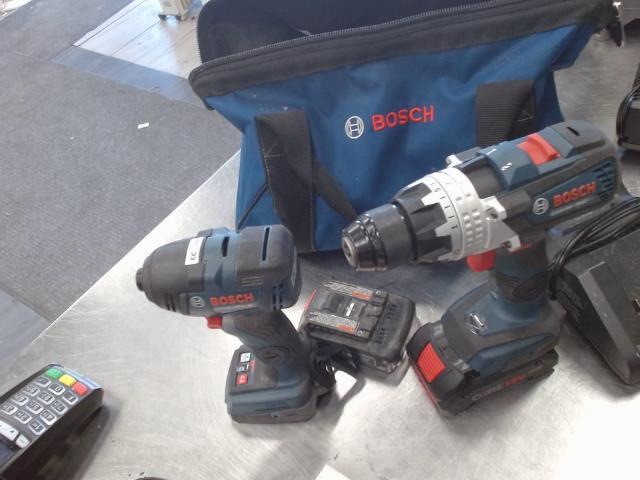 Drill+impact 18v bosch+3 battery+charge