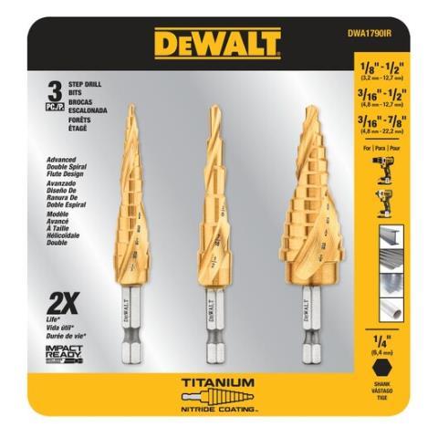 3 pc step drill bits new