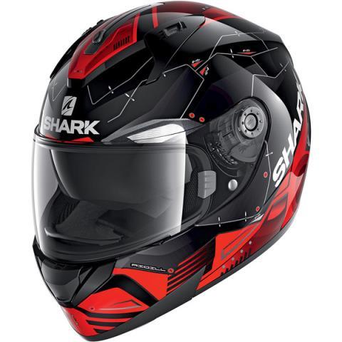 Casque rouge et noir shark