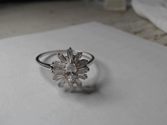 Bague argent flocon de neige zircons