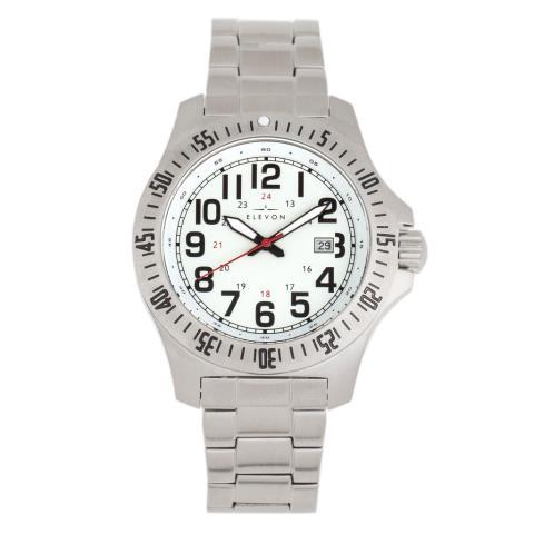 Stainless steel watch elevon white face