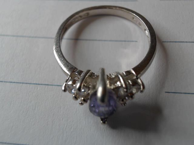 Bague argent pierre mauve marquise