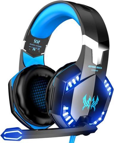 Casque audio noir bleu avec fil