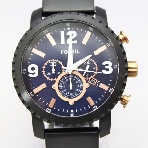 Montre fossil noir av bo