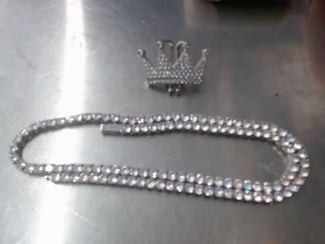 Fake diamond chain and crown pendant