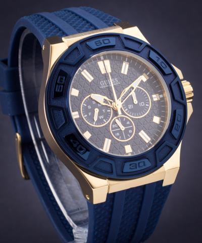 Chronograph guess blue/gold rubber strap