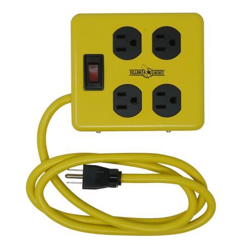 Boitier electrique 4 prises jaune en boi