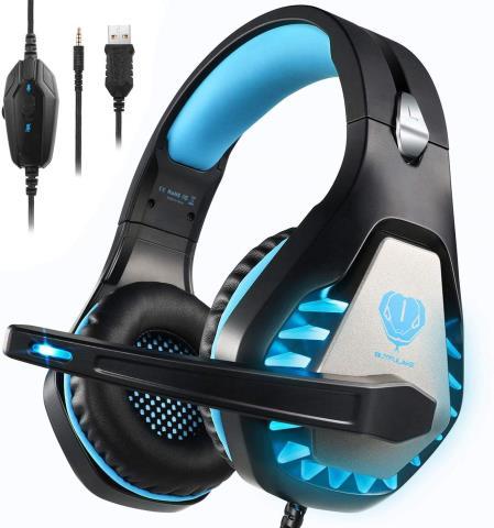 Headset noir et bleu pc ps4