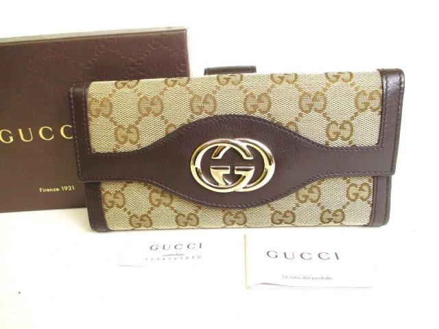 Gucci long wallet dark brown leather