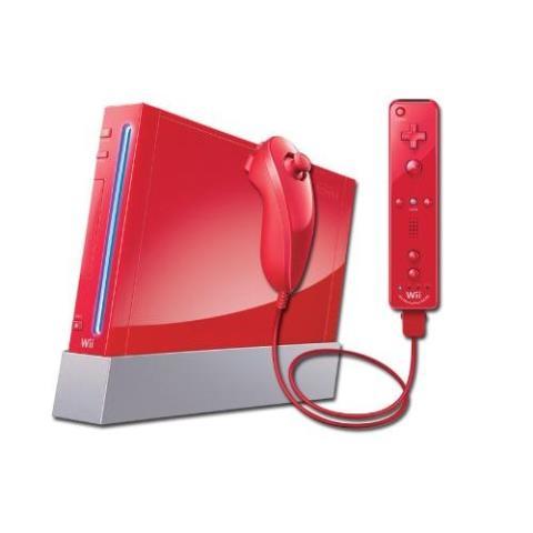 Wii rouge avec fil et manette