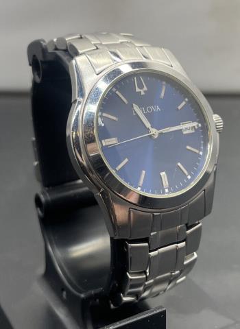 Bulova blue and steel watch