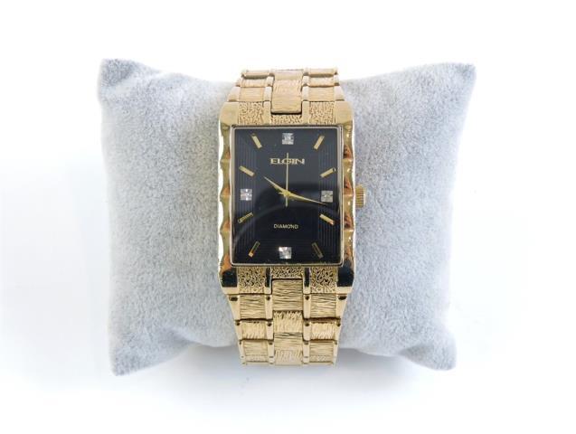 Montre gold tone elgin diamond quartz