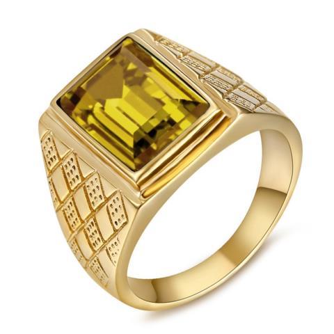 Bague en fake gold avec pierre jaune