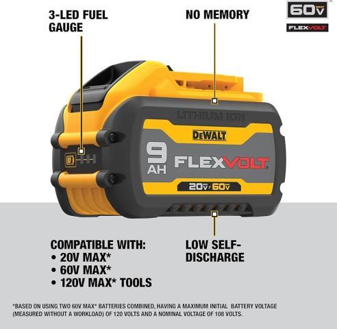 2024 dewalt battery 18v 9ah flexvolt