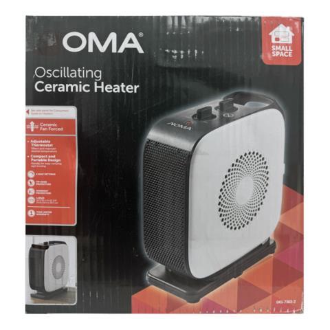 Portable oscillating ceramic heater