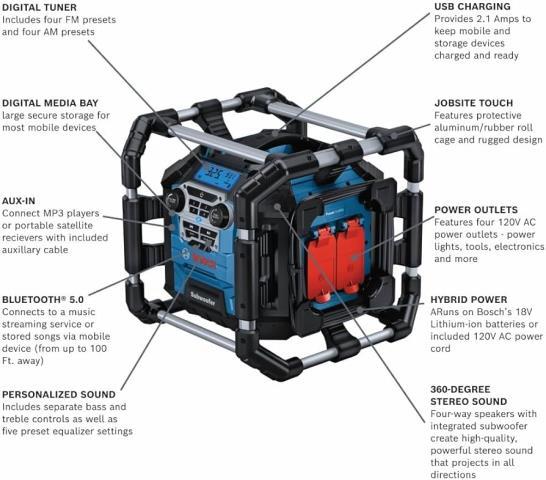 Radio de chantier bosch avec trepied rou