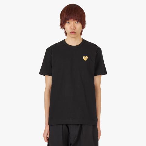 T shirt comme des garcons noir gold hear