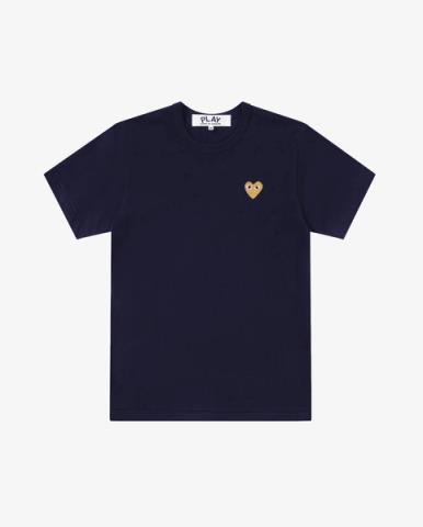 T-shirt commedesgarcons navy gold heart