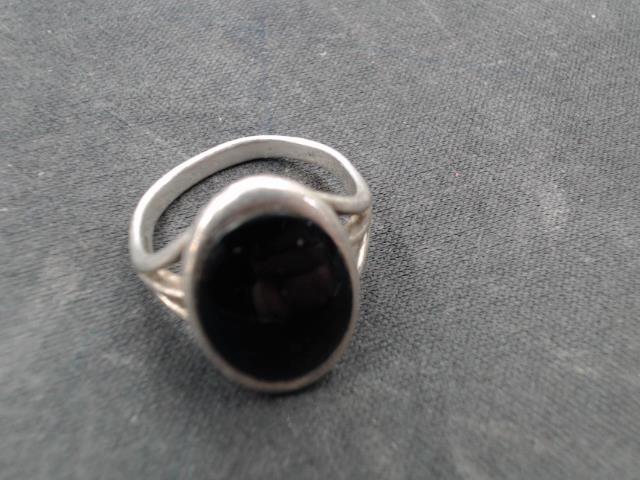 Bague argent pierre noire