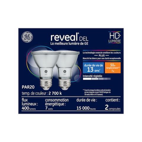 Reveal led 400lumens 7watts 15h 2bulbs