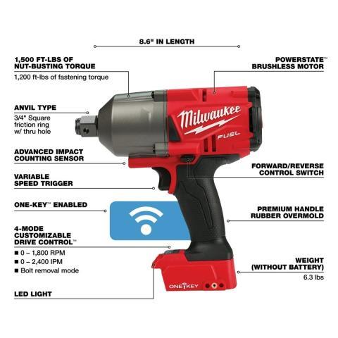 Impact wrench 3/4 square tool only