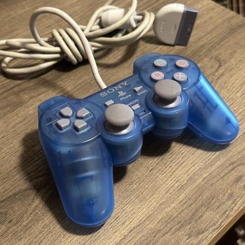 Manette playstation 1 bleu transparente