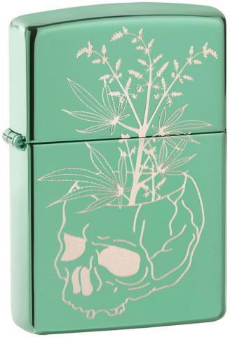 Brand new green skull zippo