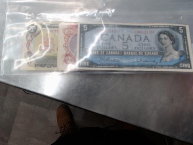 5 2 and 1 bills 1954 bank of canada