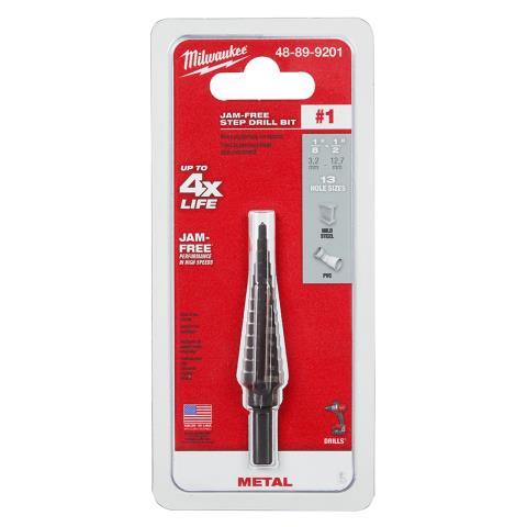 Jam-free step drill bit