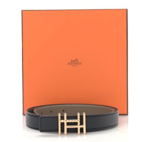 Hermes black double h au carre in box