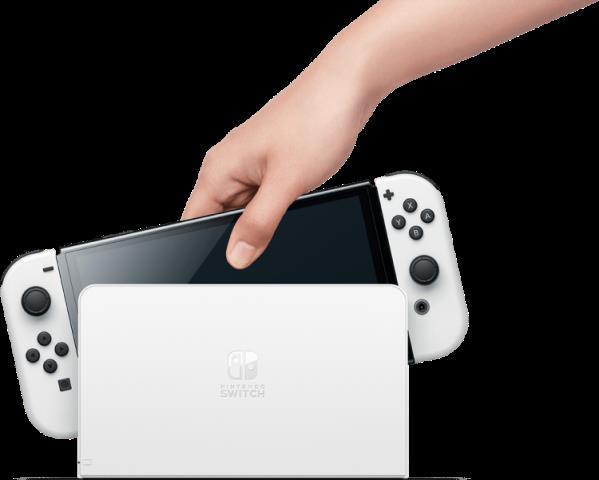 Switch oled joycons blanc avec dock+fil