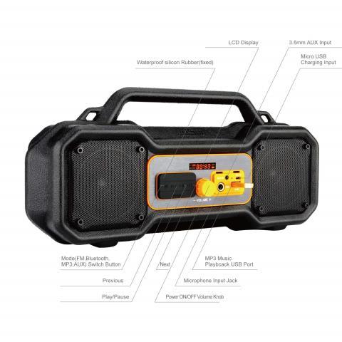 Waterproof jobsite wireless speaker