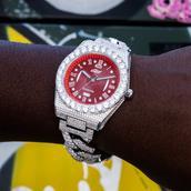 Montre gld fake diamond red chrono