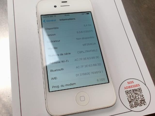 Iphone 4s 8gb (unlocked)(ios 9.3.6)