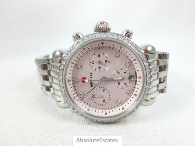 Brand new michele chrono pink dial(.62ct