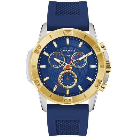 Montre caravelle bleur/ or chronograph