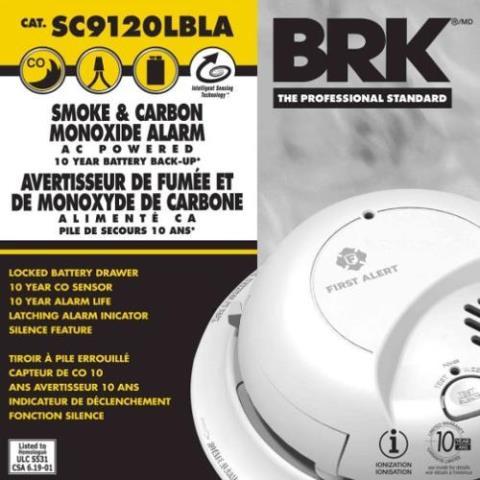 Smoke & carbon monoxide alarm ac powered